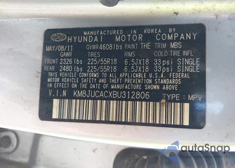 2011 Hyundai Tucson Limited from USA, damaged, VIN KM8JUCACXBU312806